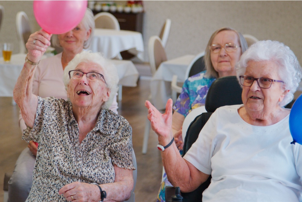 A group of seniors in a retirement home.